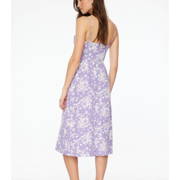 Midi cami dress with slit purple and white flower print - Picture 10 of 11